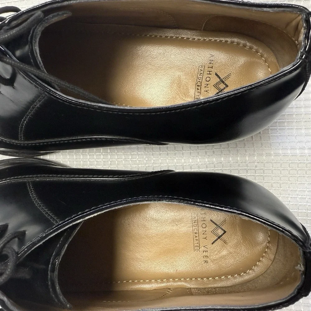 Anthony Veer Black Cap Toe Oxford Mens Dress Shoes 8.5‎ EE Leather